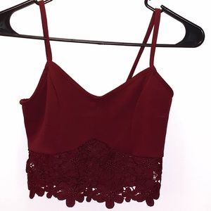 Charlotte Russe Burgundy Crop Top SIZE: Medium